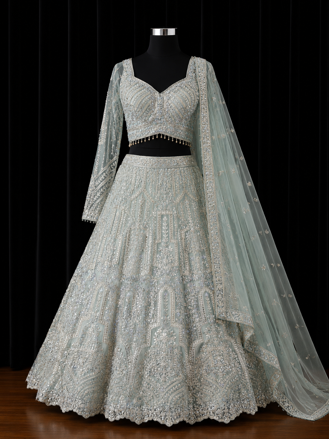 Mint Green Luxury Bridal Lehenga