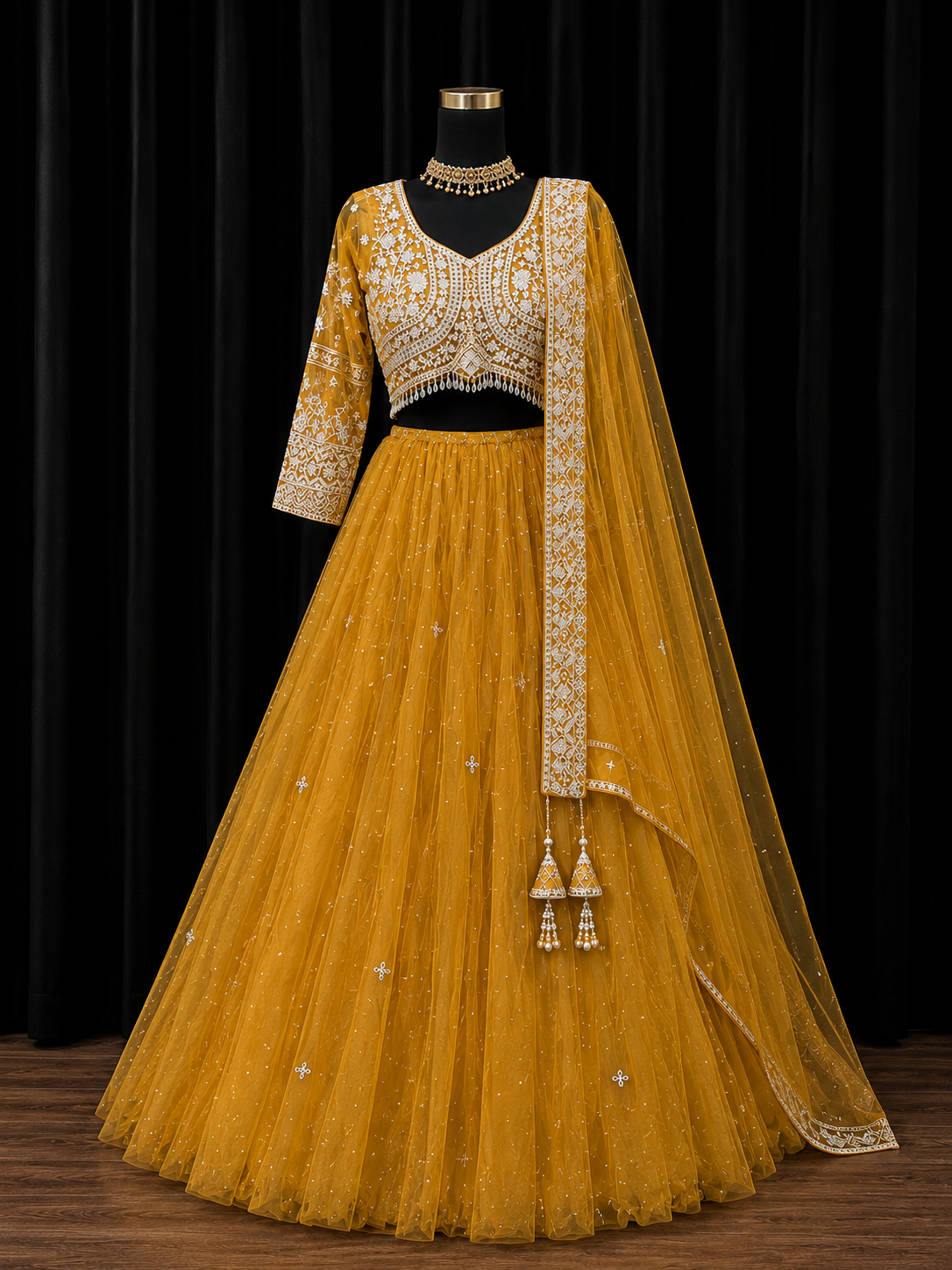 Mustard Yellow Designer Party Wear Lehenga