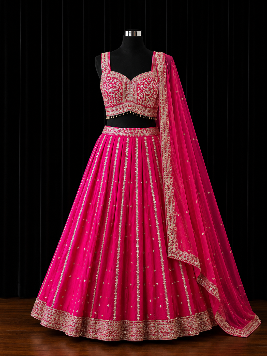 Fuchsia Pink Party Wear Lehenga