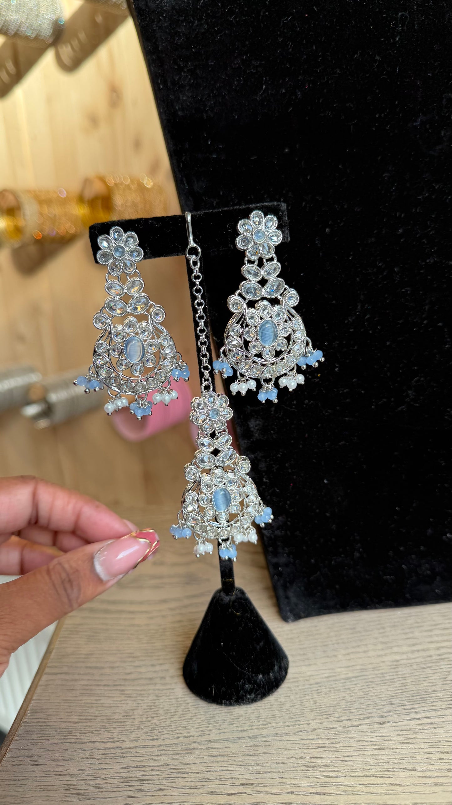 Mintgroene Indiase Choker Set met Jhumka Oorbellen – Traditionele Jewelry