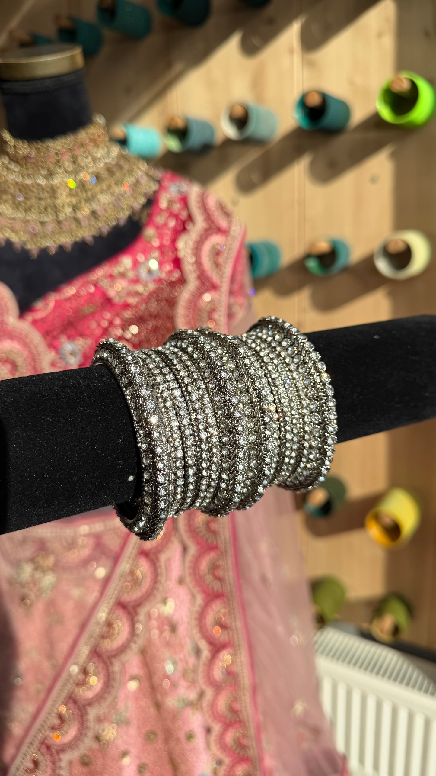 Crystal Bangle Set – Indiase Armbanden Set van 3 (Goud, Zilver of Mix)