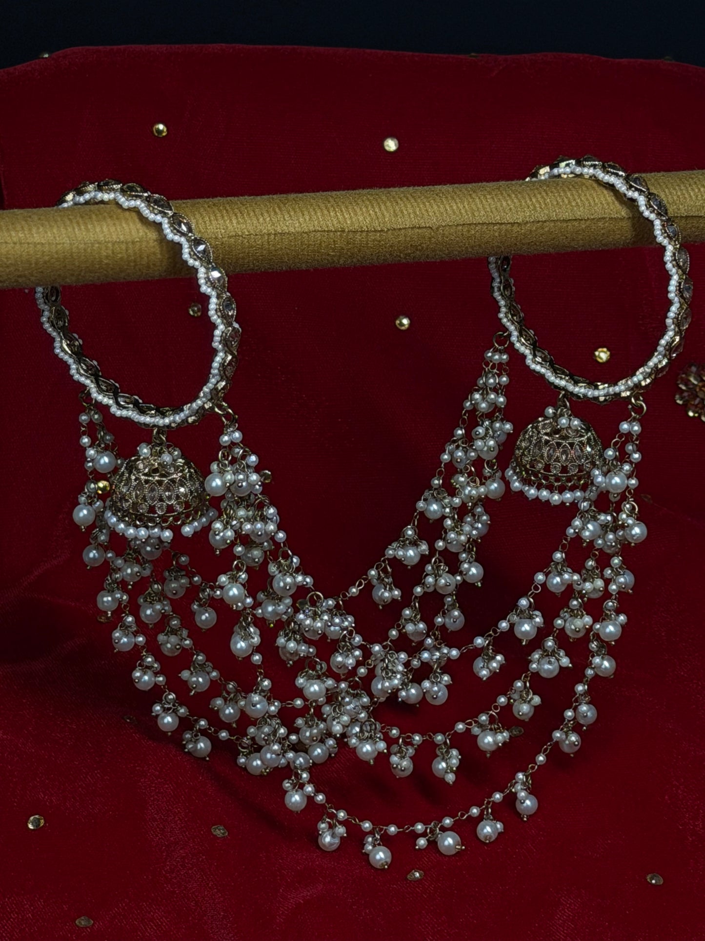 Traditioneel bridal connected bangles met Parels & Kettingen | 2 stuks