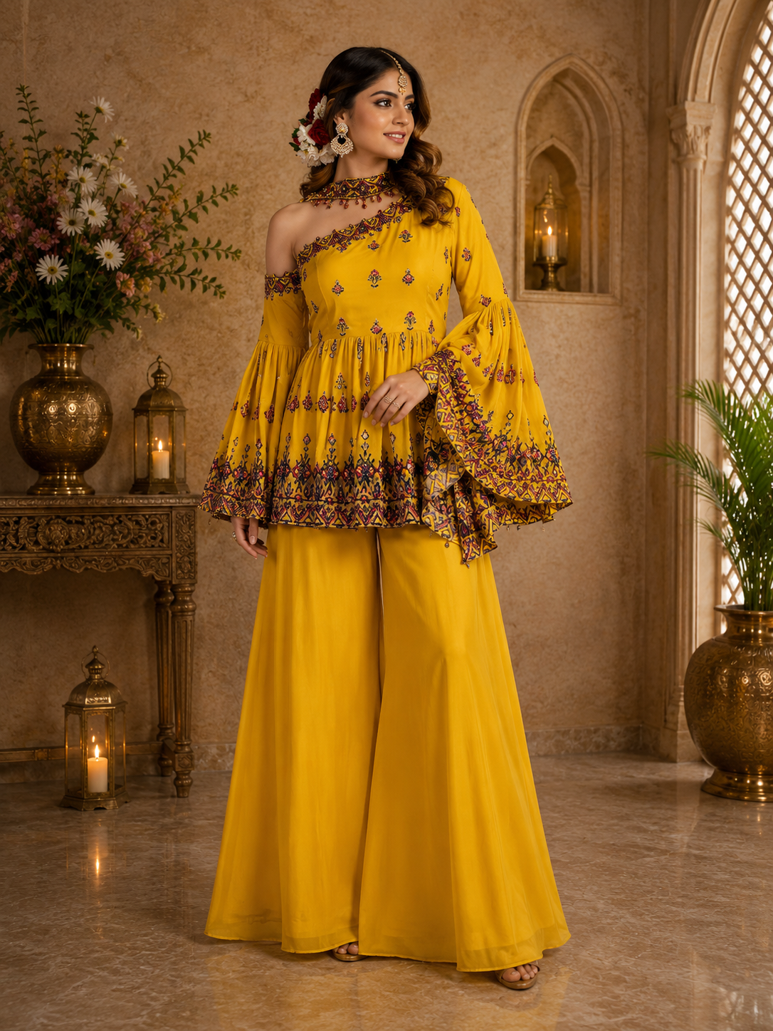 Mustard Yellow Indo Western Set