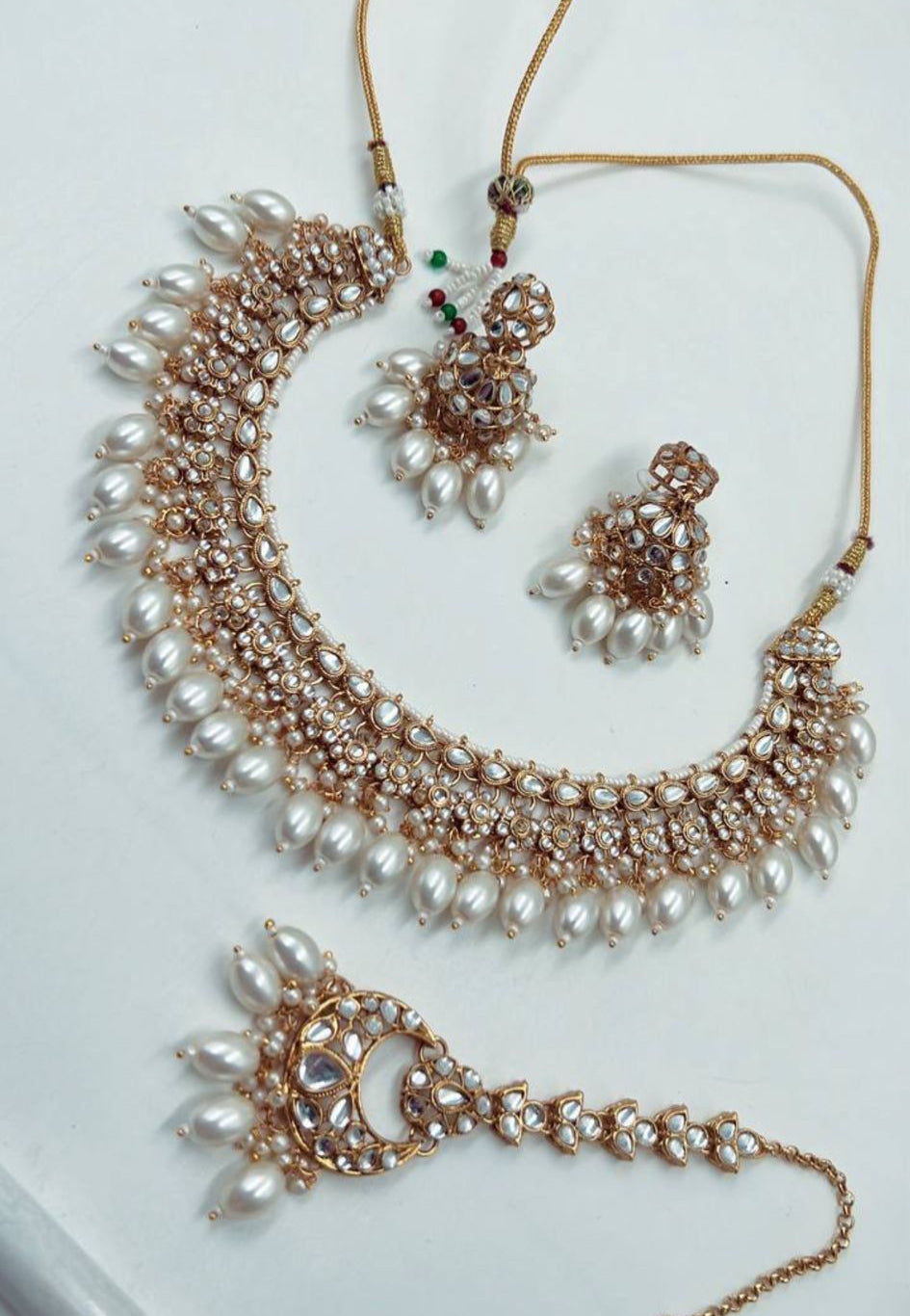 Klassieke Witte Parel Kundan Kettingset