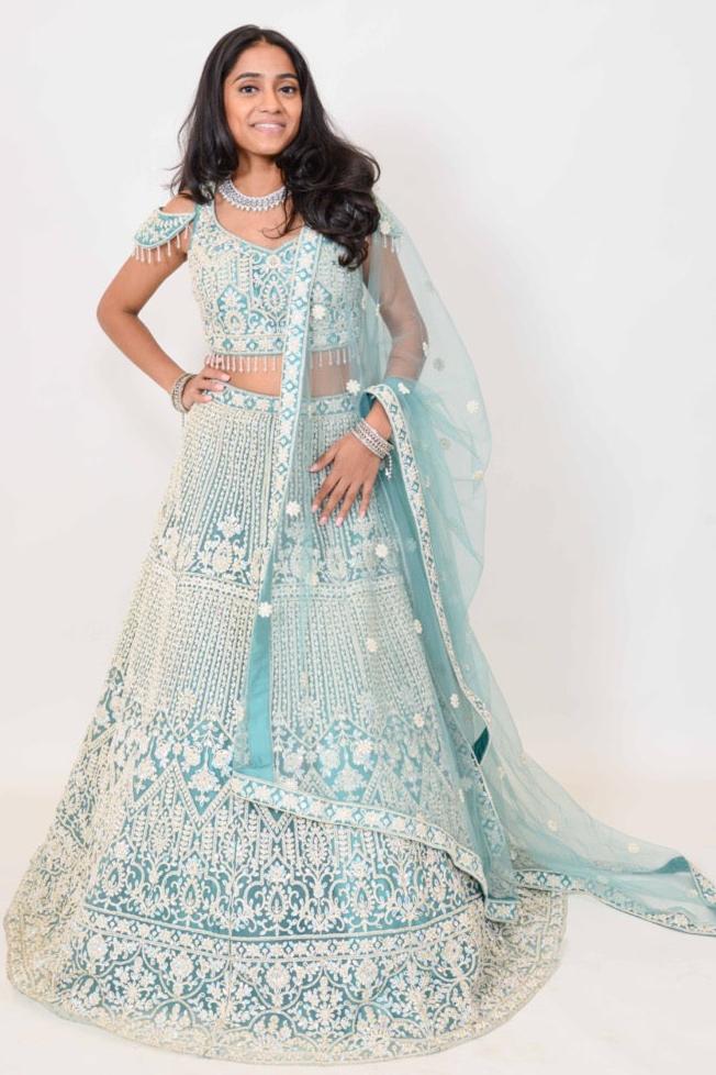Anjali lucht blauwe lehenga