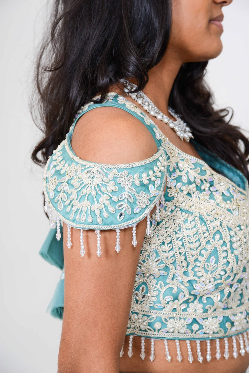 Anjali lucht blauwe lehenga
