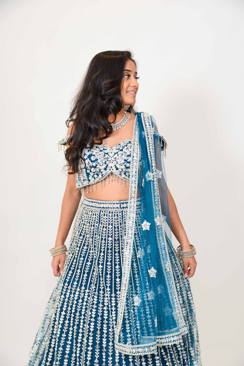 Chandini Royaal blauwe lehenga
