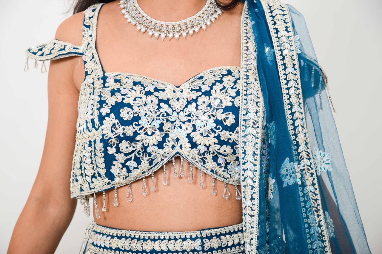 Chandini Royaal blauwe lehenga
