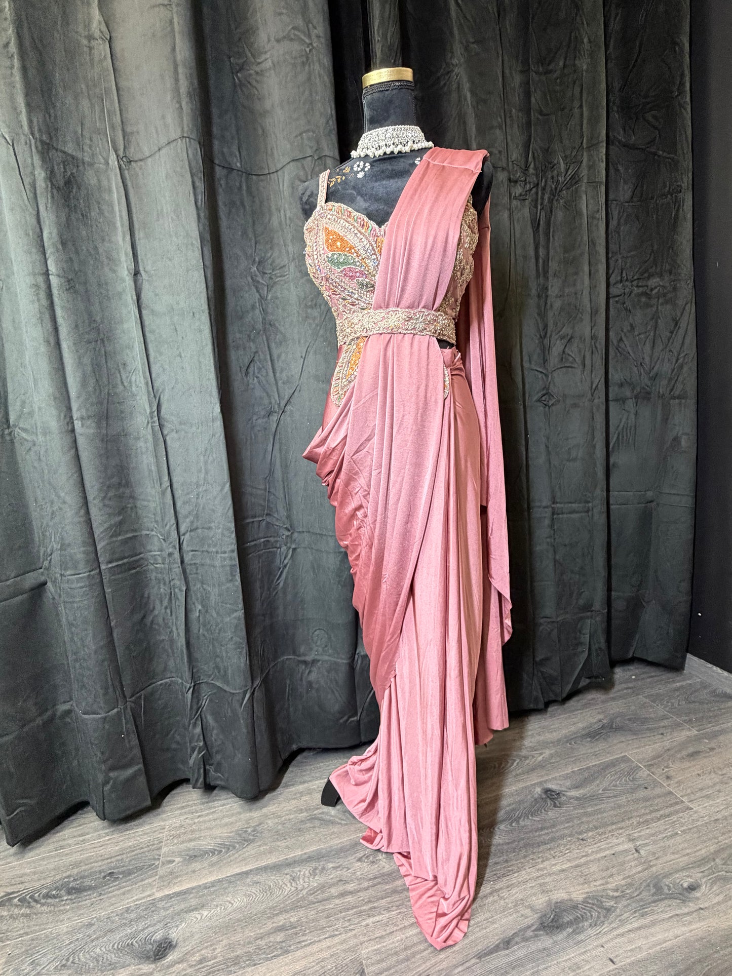 Pre-Stitched Saree Gown – Soft Pastels