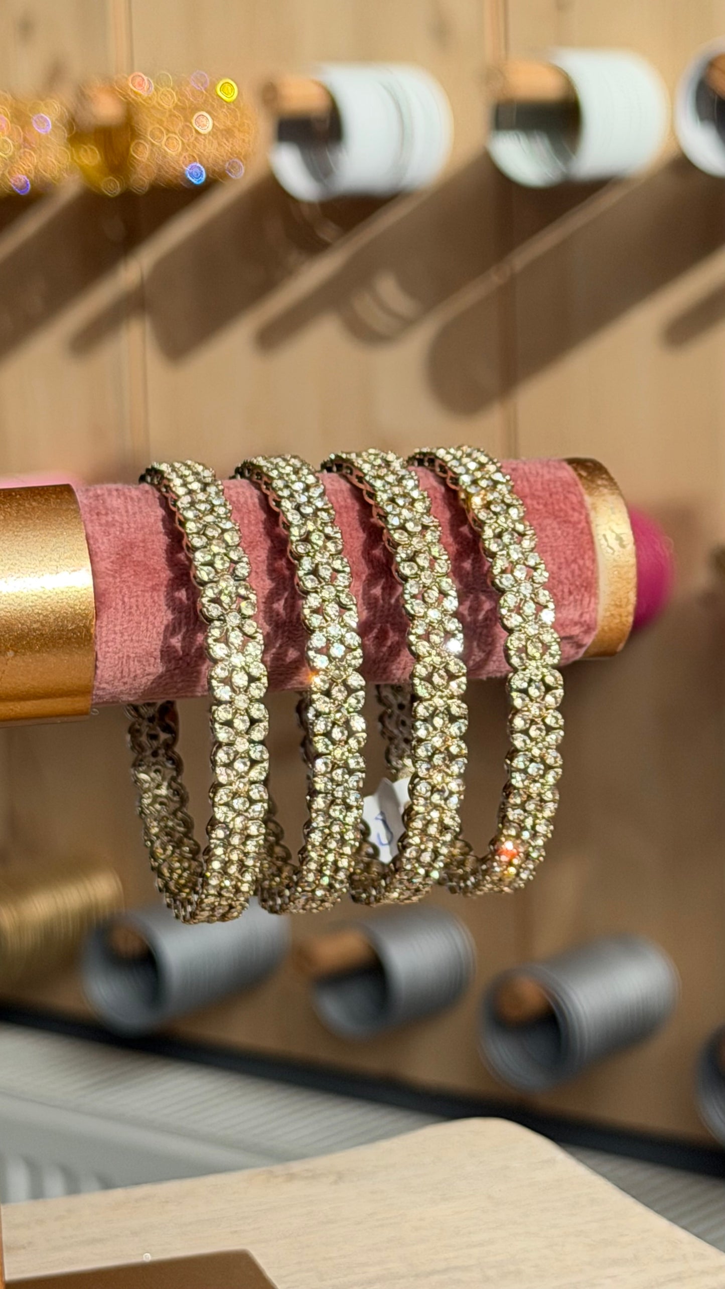 Crystal Bangle Set met Champagne Stenen – Indiase Armbanden Set (4 Stuks)