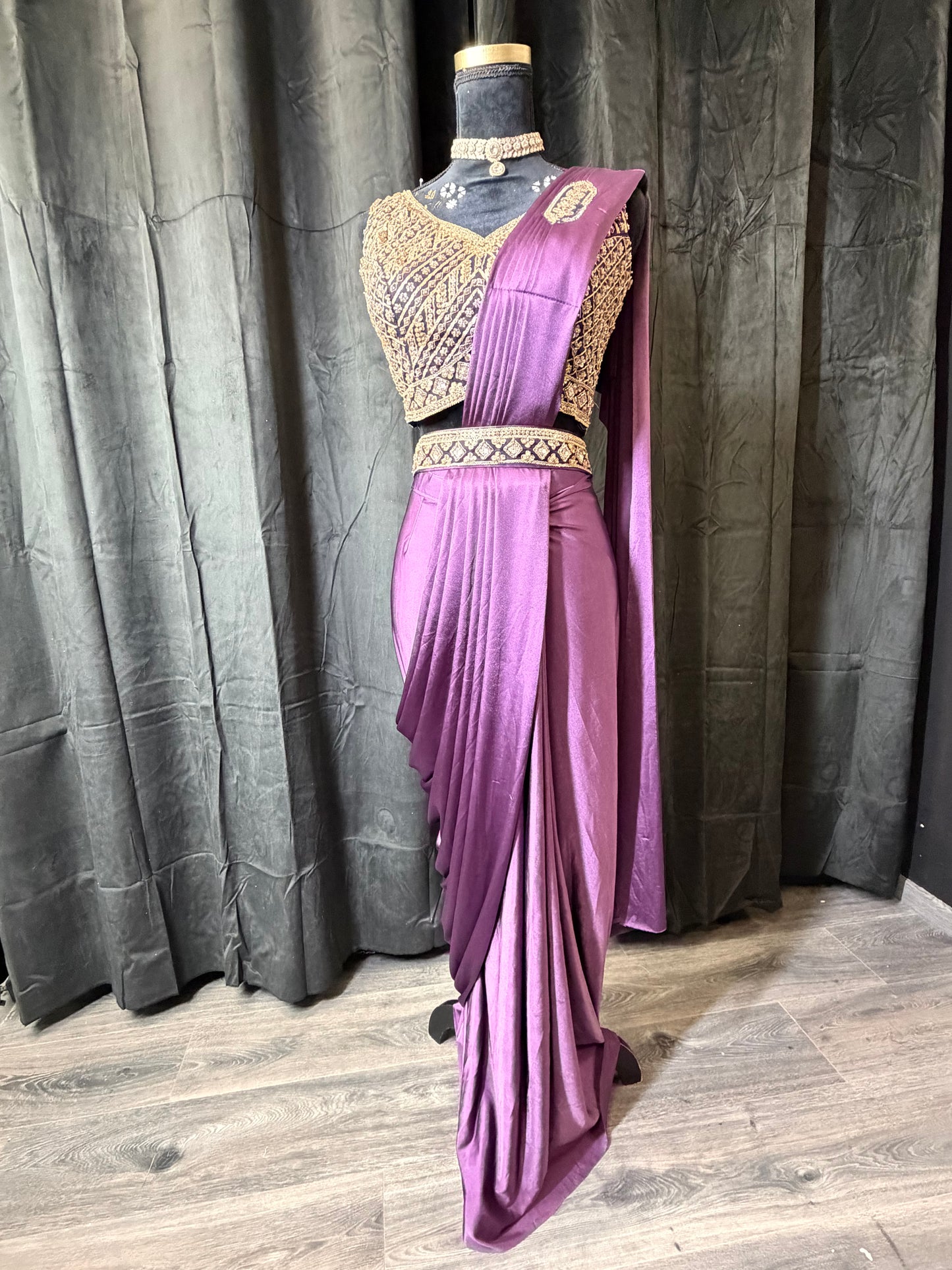 Drape Saree Gown – Deep Plum
