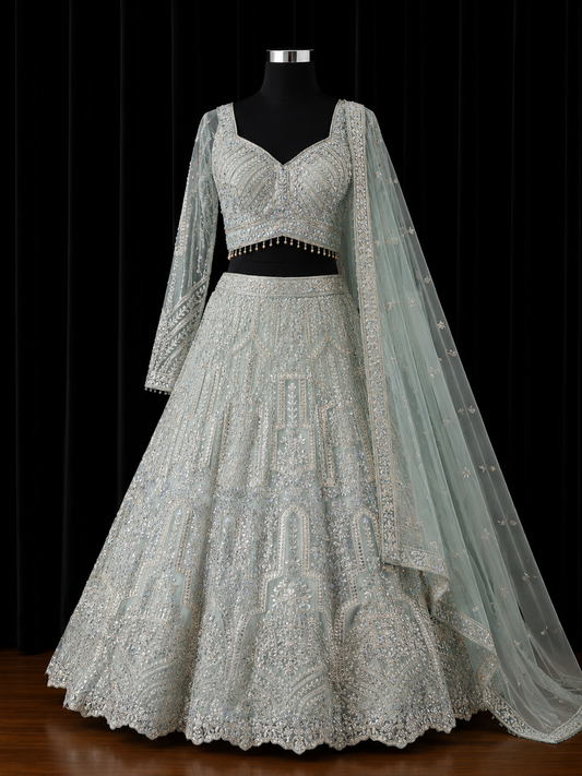 Mint Green Luxury Bridal Lehenga