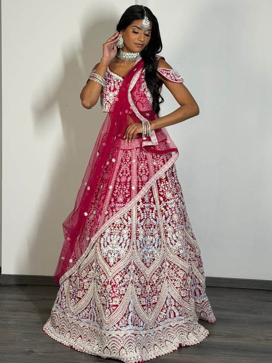 Dieprode heavy Lehenga