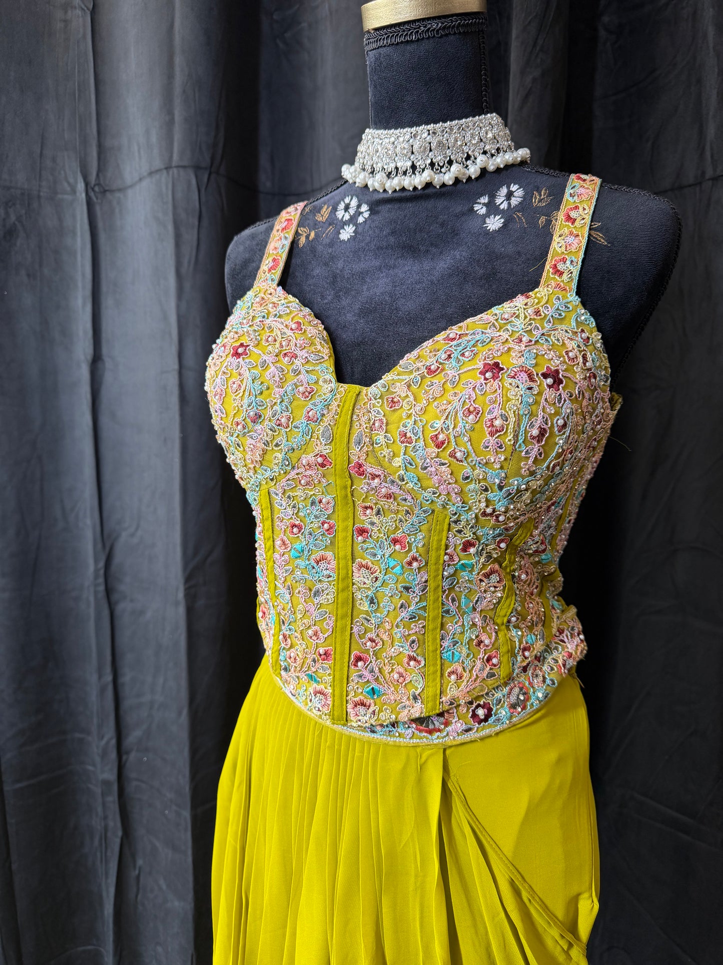 Ready to Wear Saree – Yellow & Lilac | Indian Wedding Guest Saree