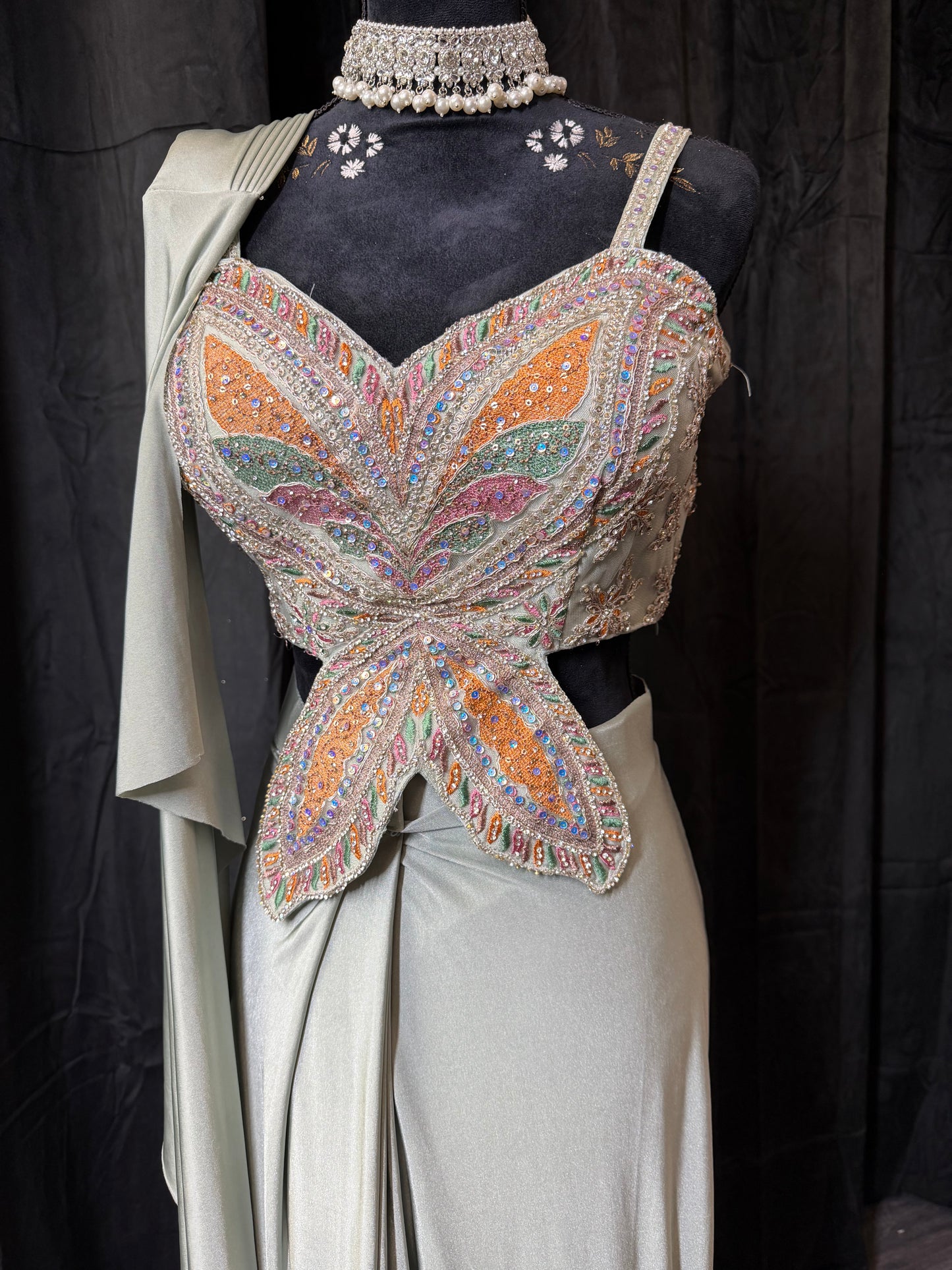 Pre-Stitched Saree Gown – Soft Pastels