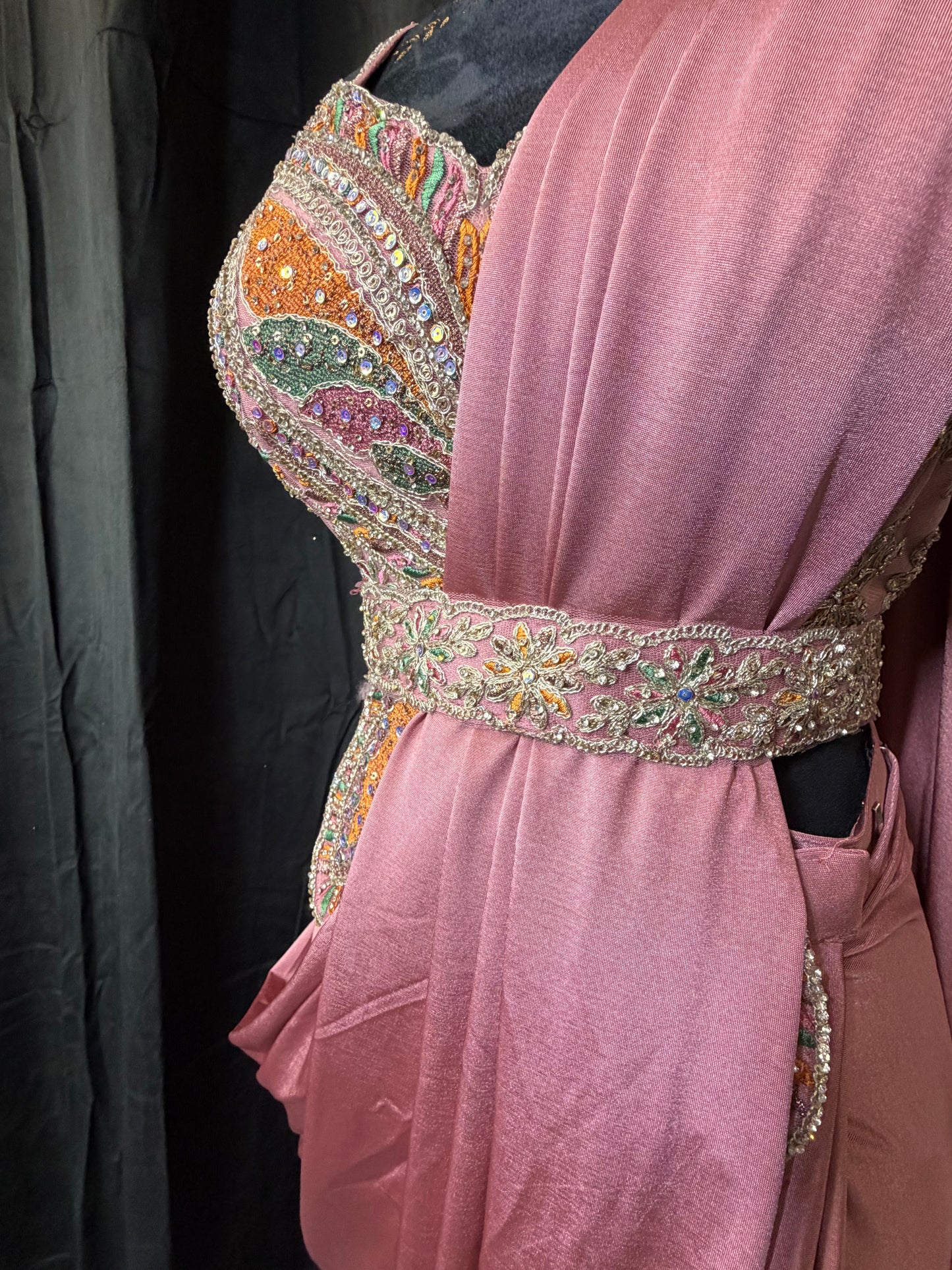 Pre-Stitched Saree Gown – Soft Pastels