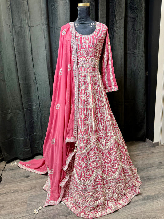Deep Pink Anarkali – Indiase feestjurk