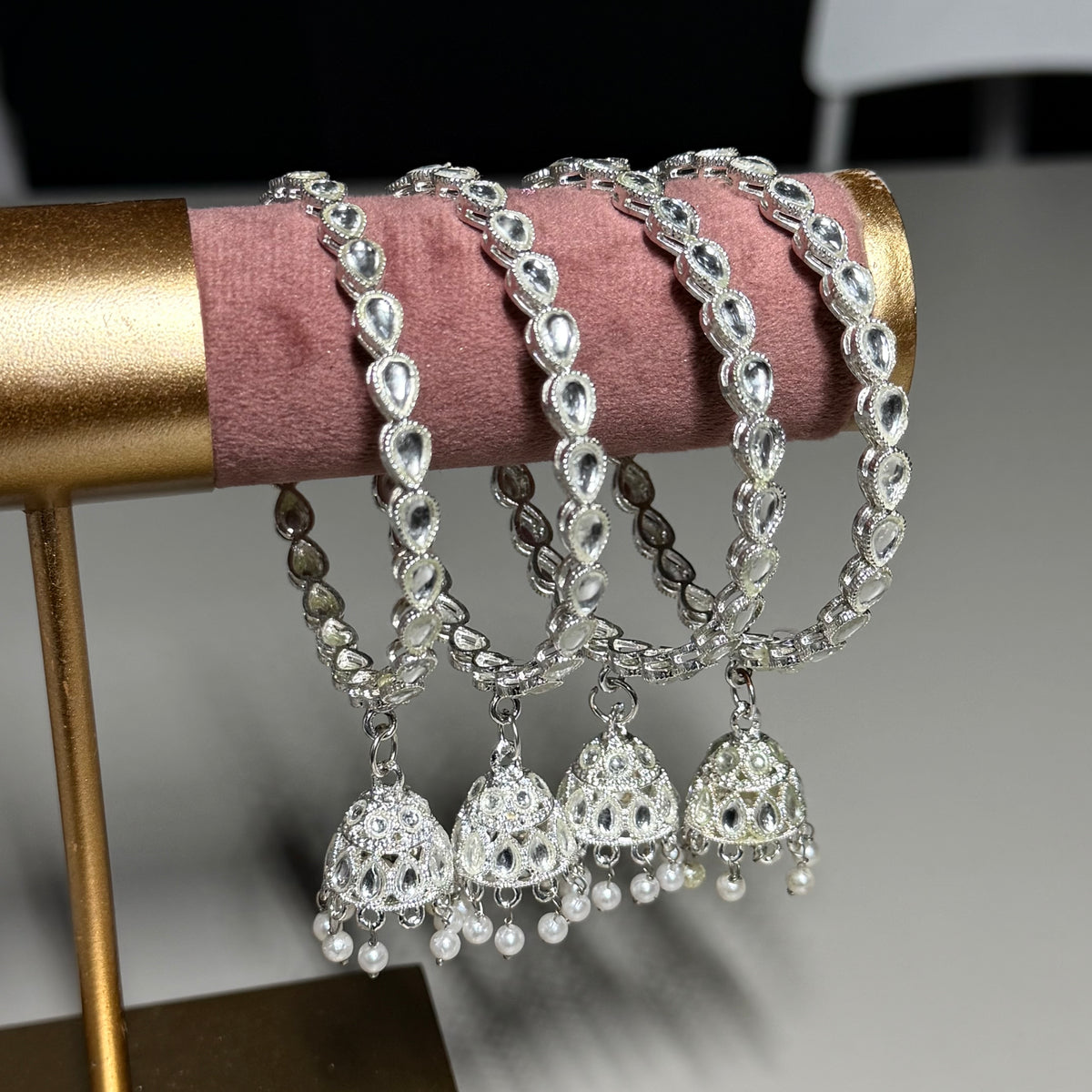 Noor Zilveren Jhumka Armband met Stenen & Parels