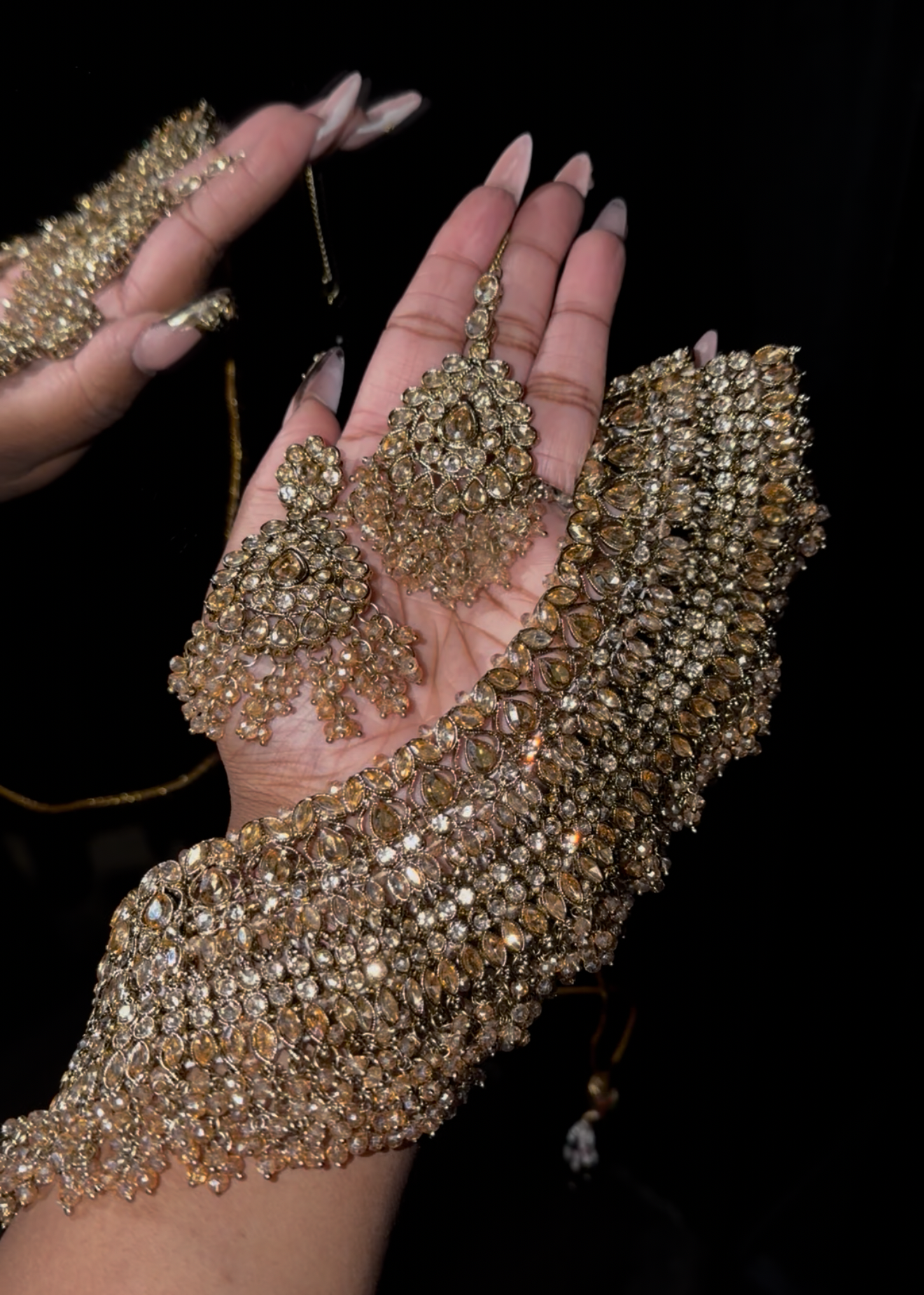 Luxe Goudkleurige Kundan Sieradenset – Statement Ketting met Bijpassende Oorbellen