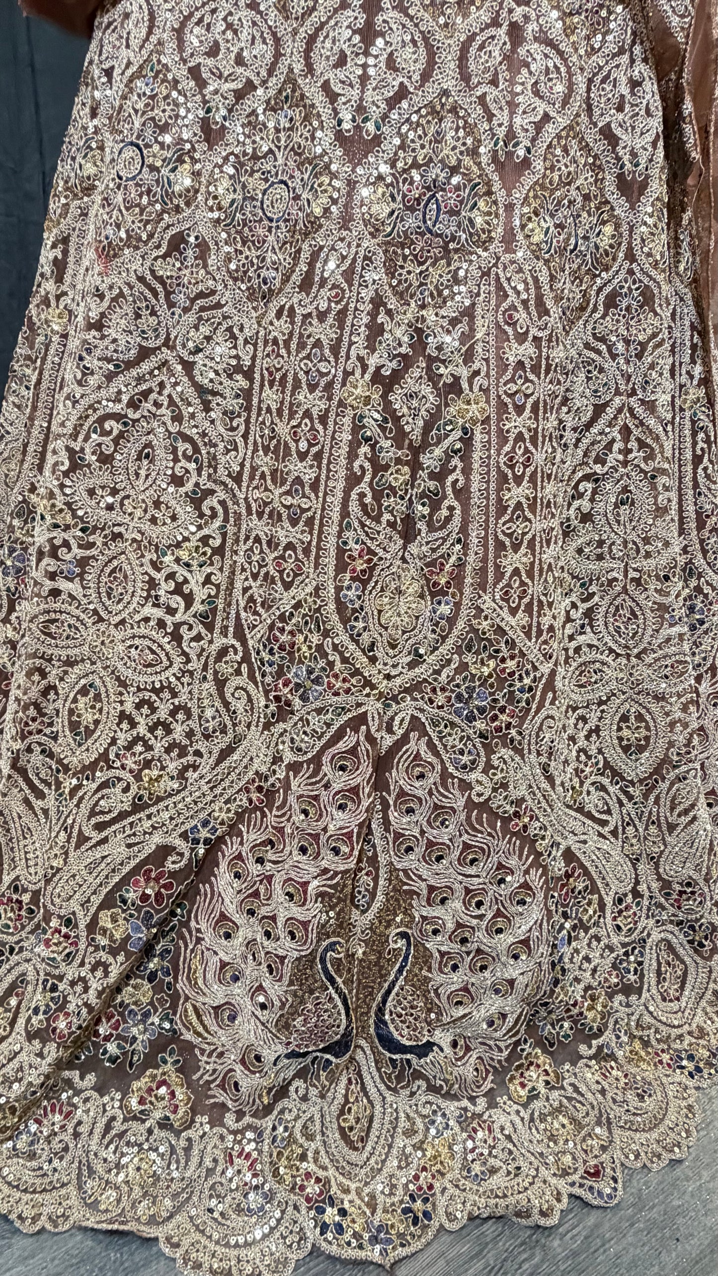 Nude Champagne Party Wear Lehenga met Luxe Embroidery
