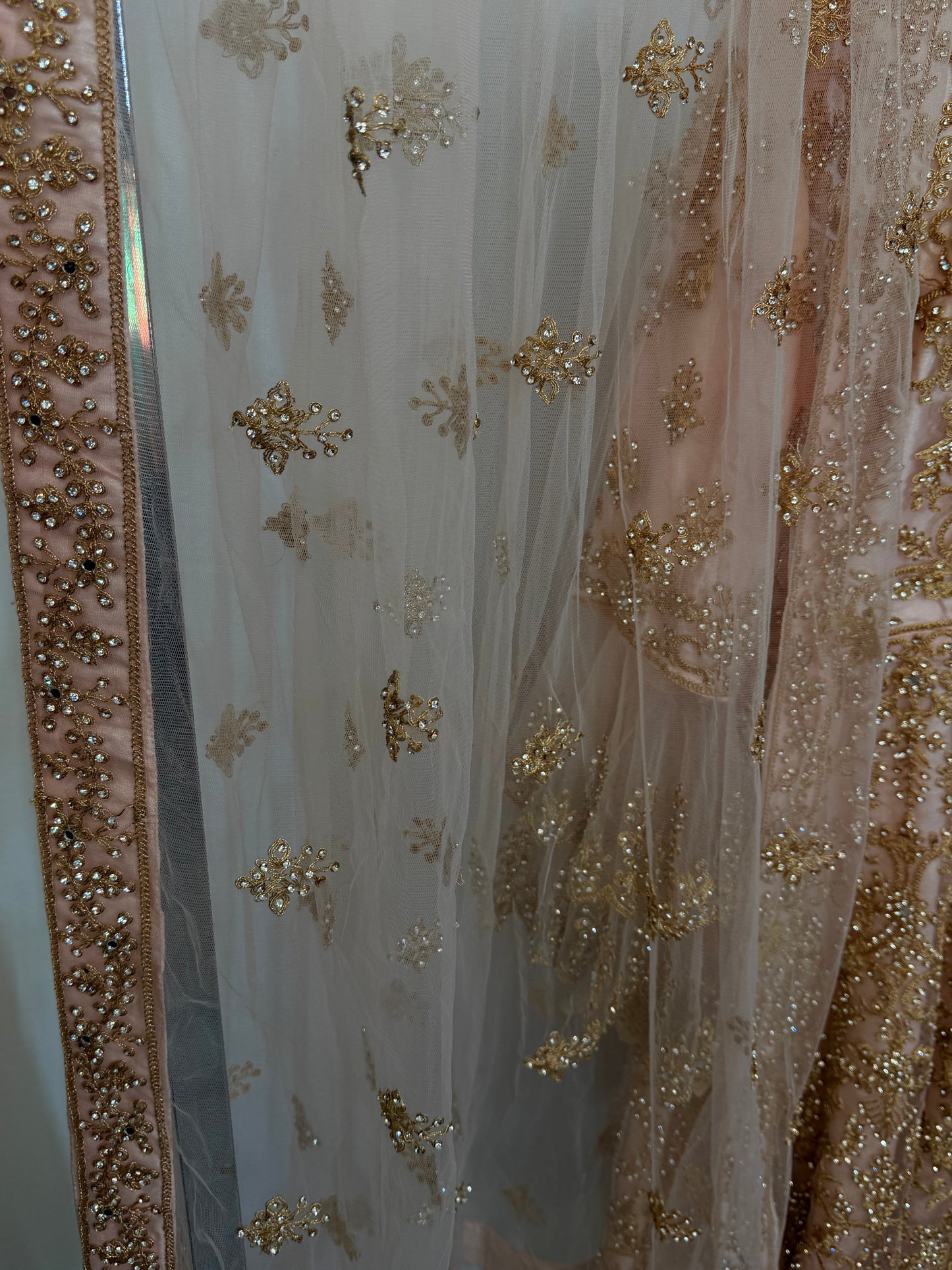 Lichtroze Anarkali Set met Zwaar Goud Borduurwerk