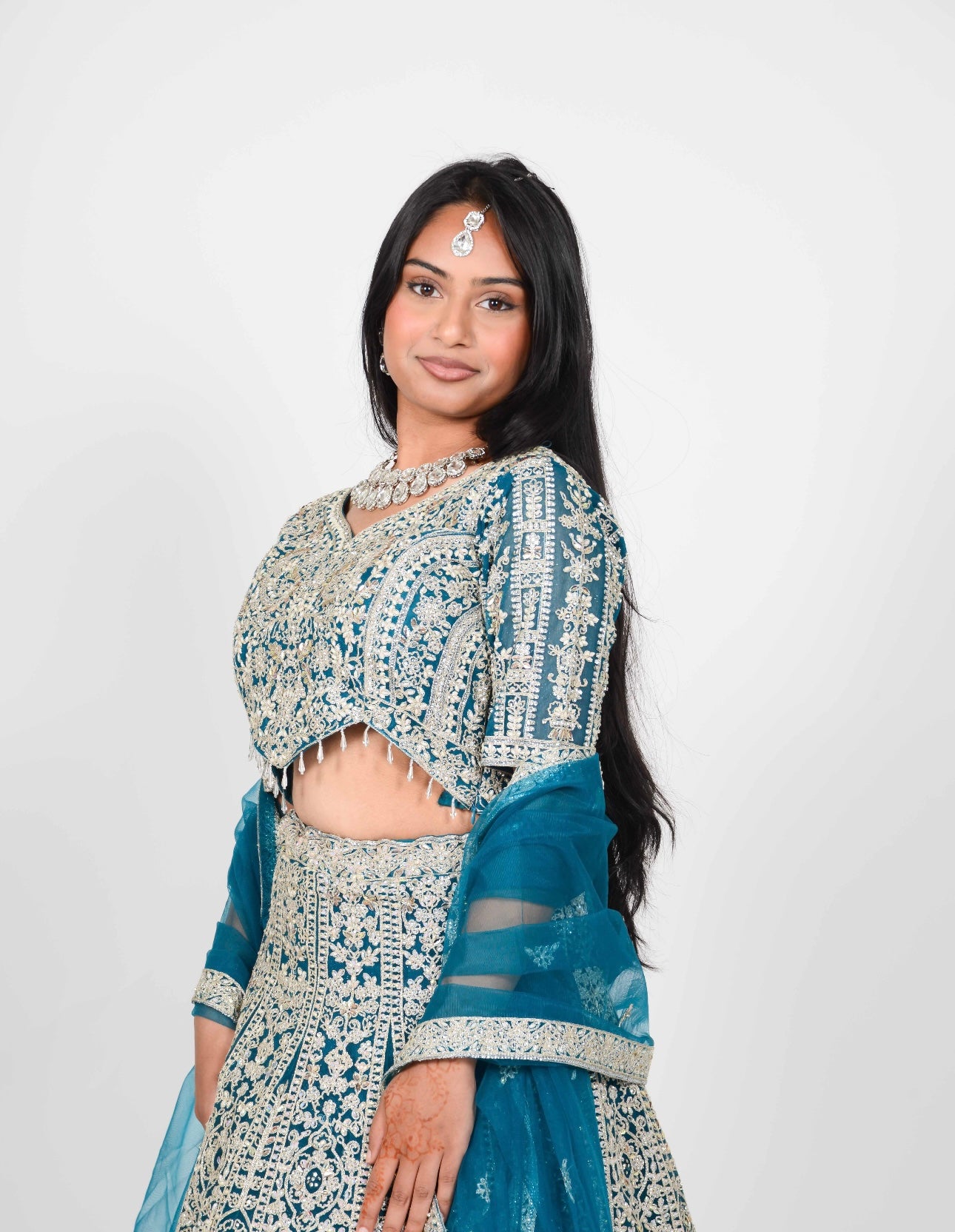 Jurk Teal Blue jurk Luxe Occasion Lehenga India blue