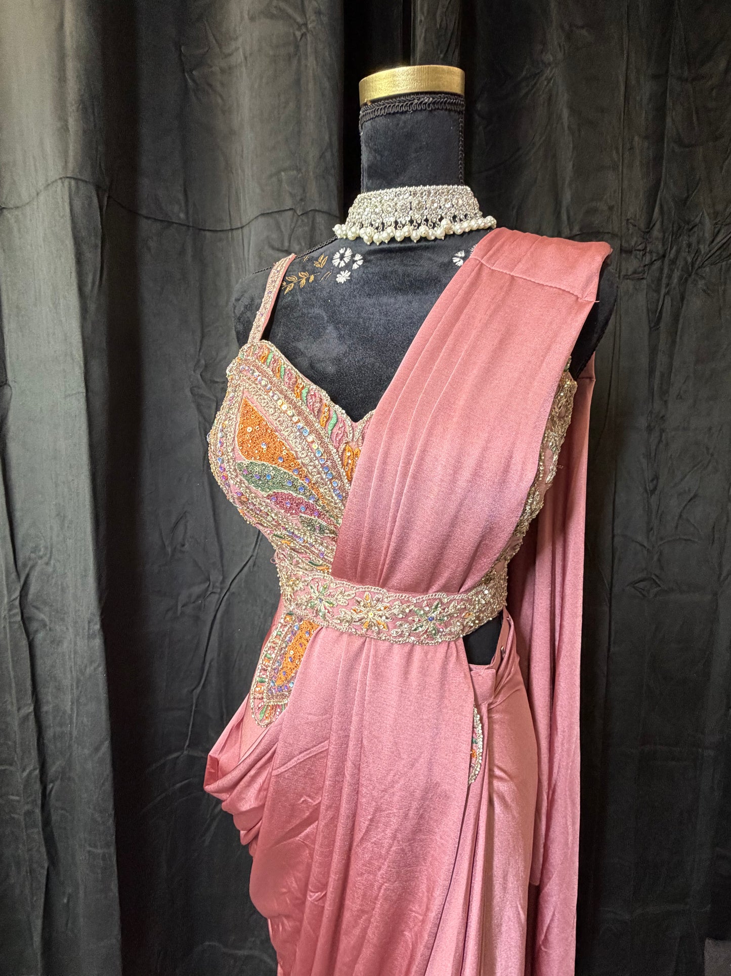 Pre-Stitched Saree Gown – Soft Pastels