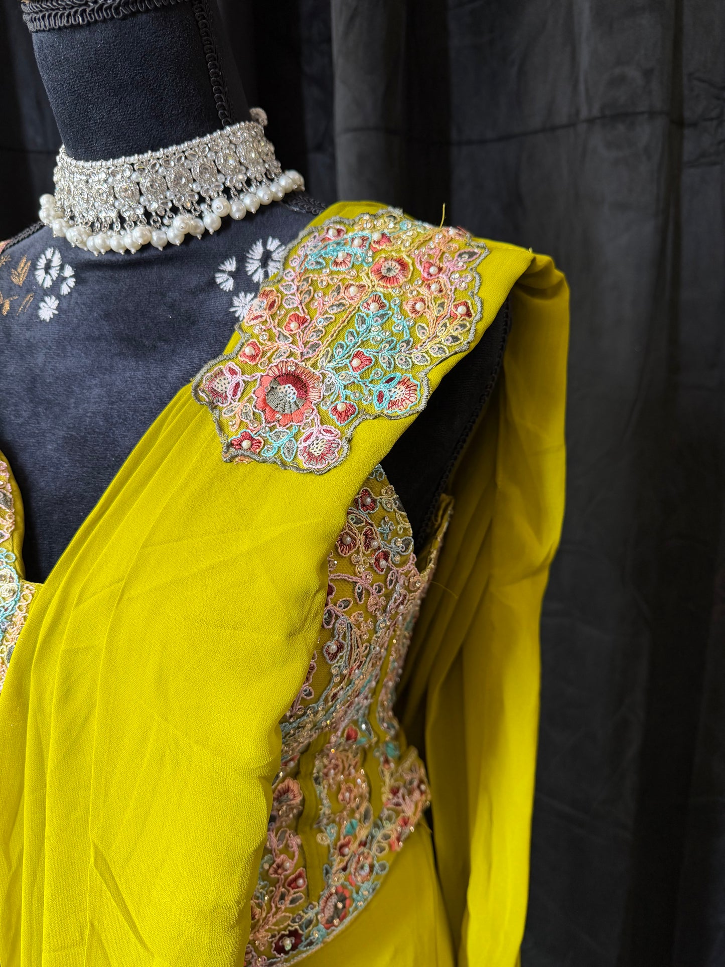 Ready to Wear Saree – Yellow & Lilac | Indian Wedding Guest Saree