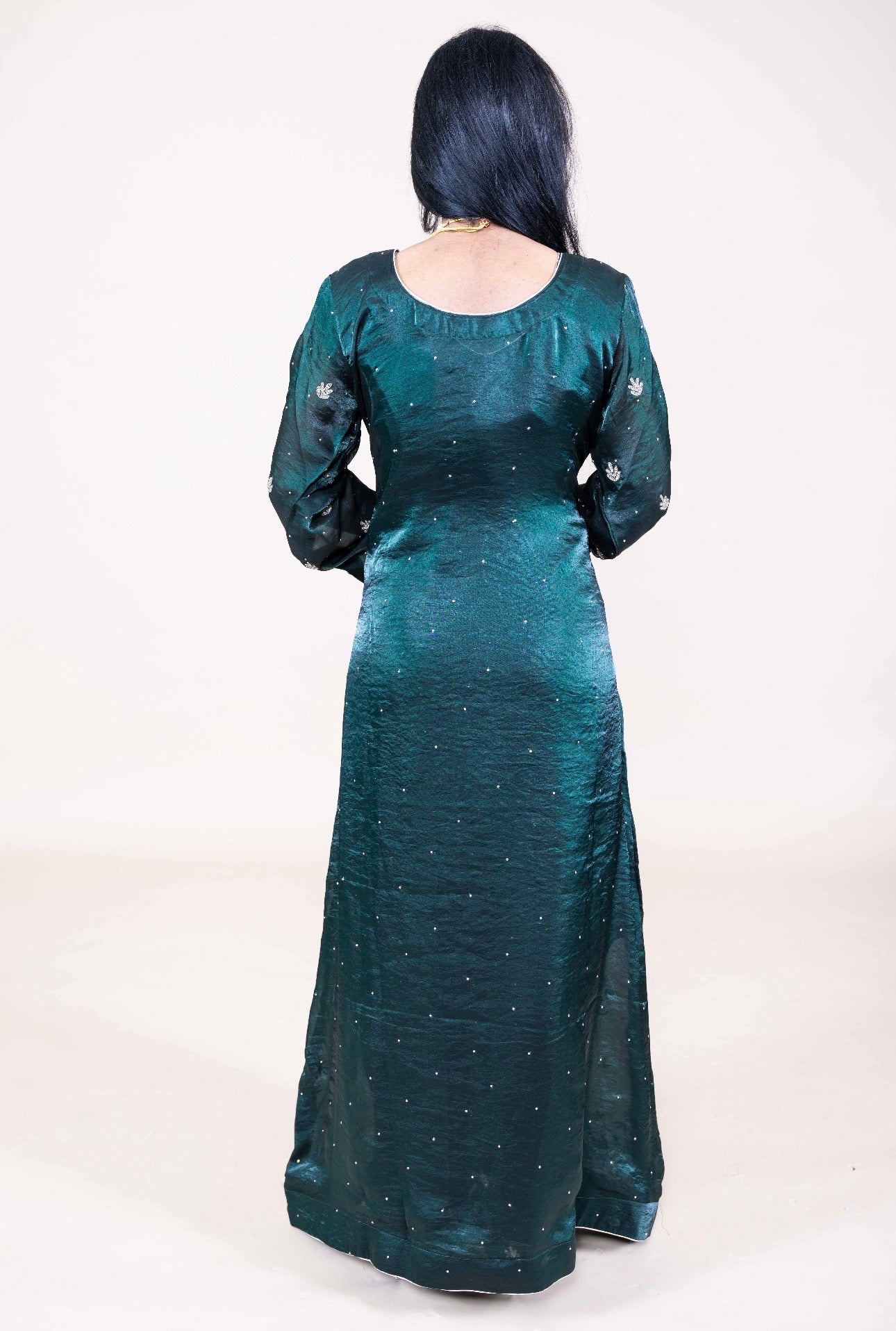 Luxe Anarkali met steentjes Set met Dupatta – Indiase Feestoutfit (Paars of Donkergroen)