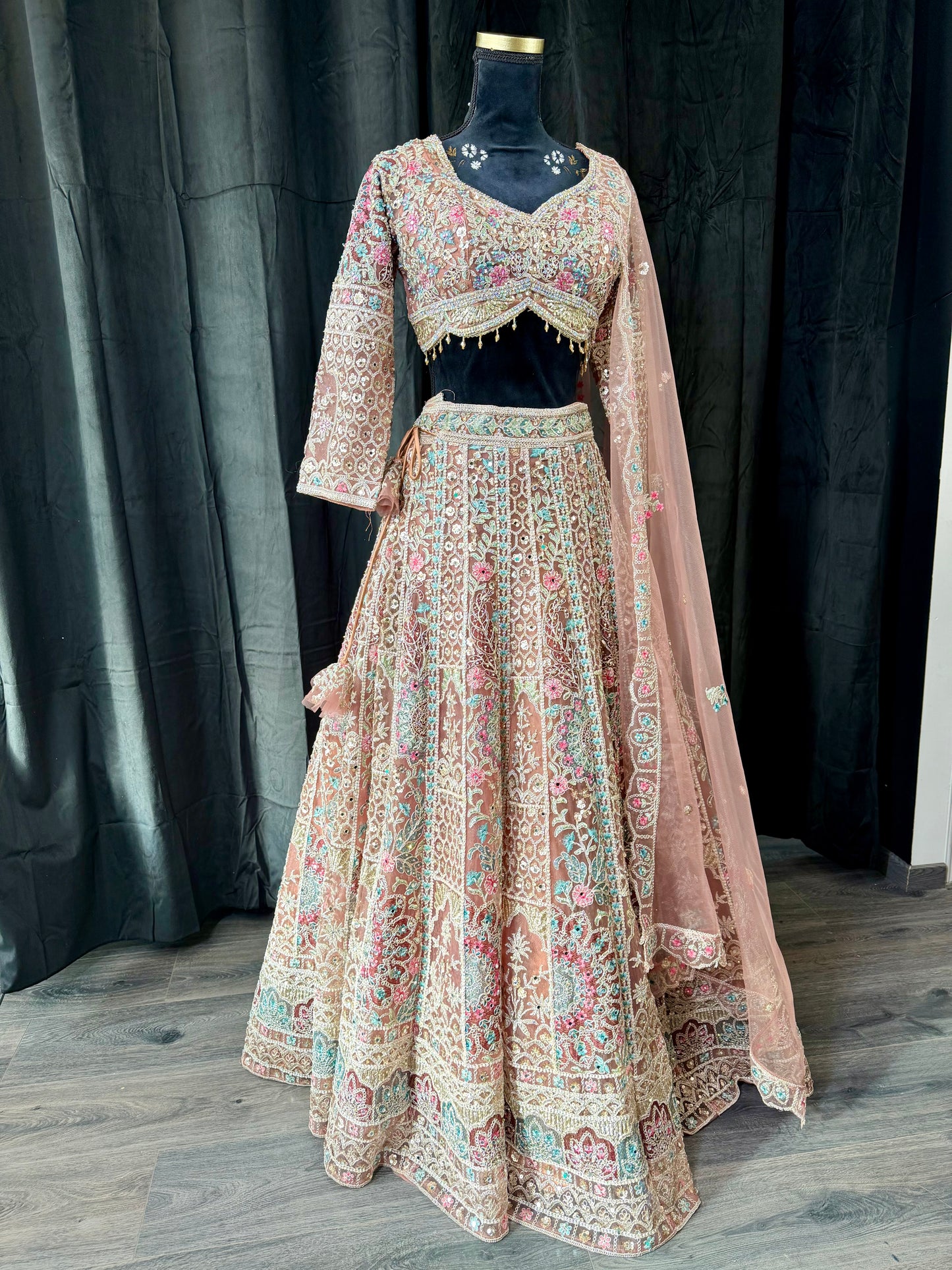 Blush Pink Hand-Embroidered Lehenga – Tailor Fit
