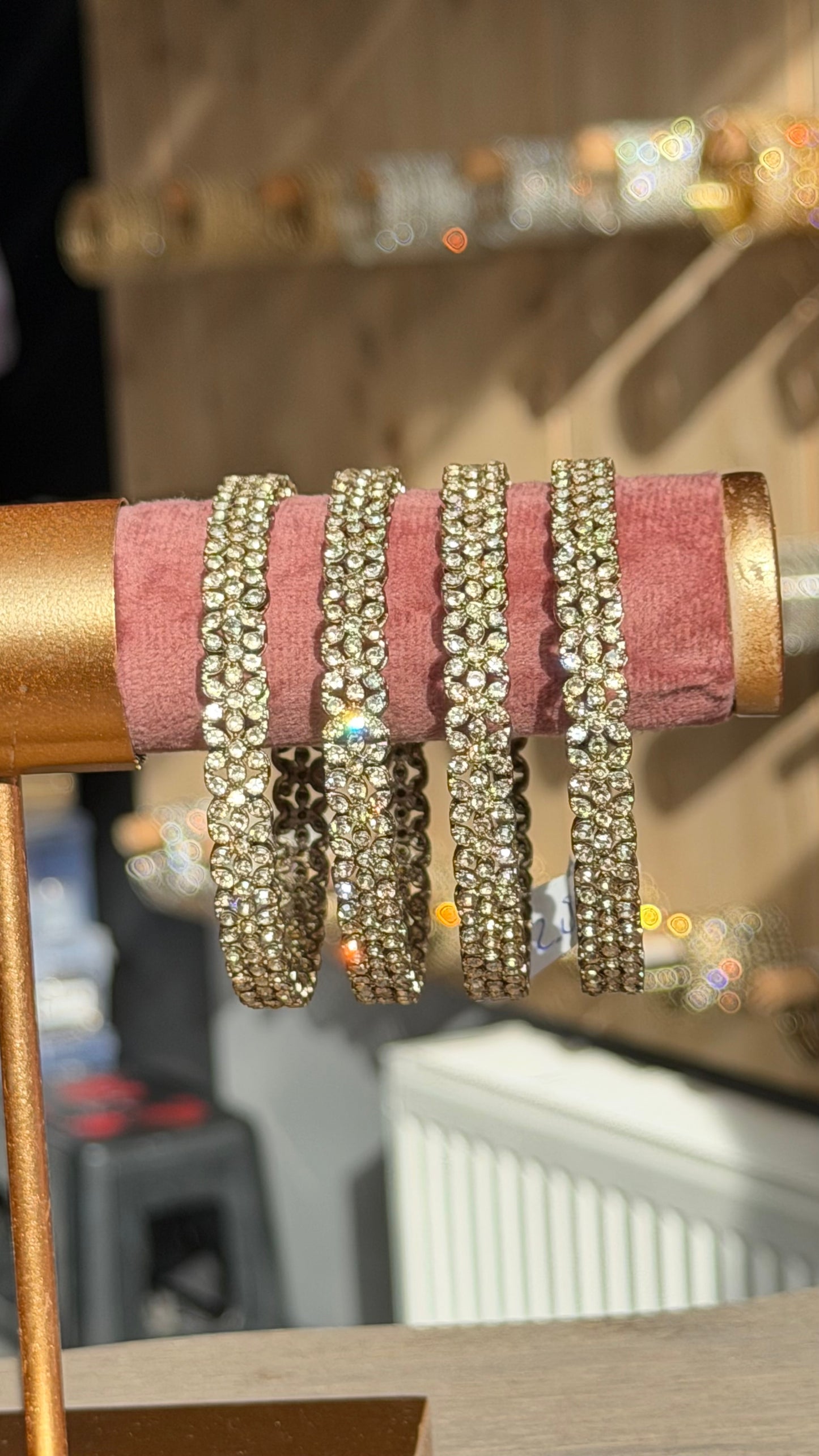 Crystal Bangle Set met Champagne Stenen – Indiase Armbanden Set (4 Stuks)