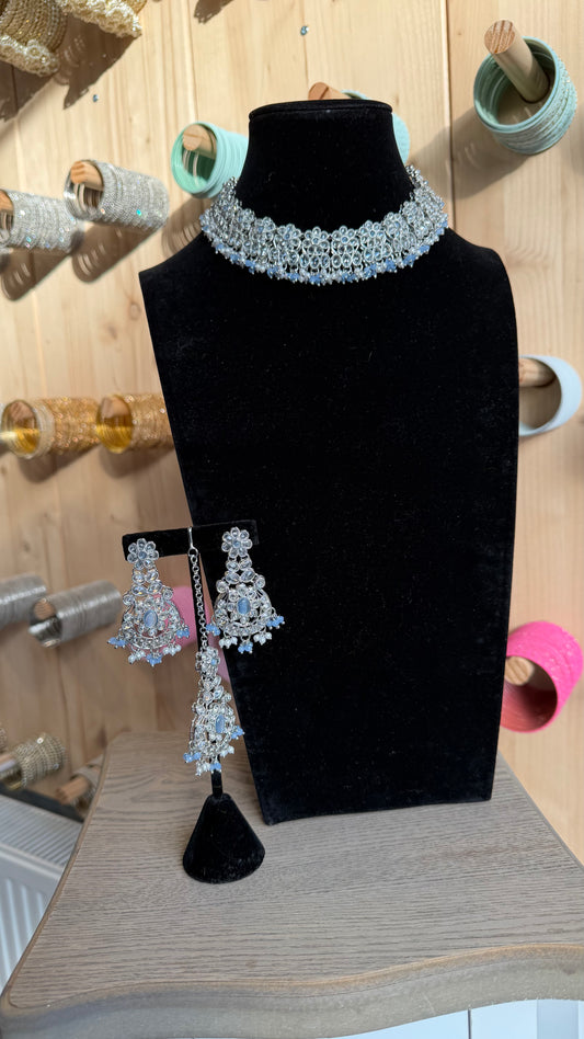 Mintgroene Indiase Choker Set met Jhumka Oorbellen – Traditionele Jewelry