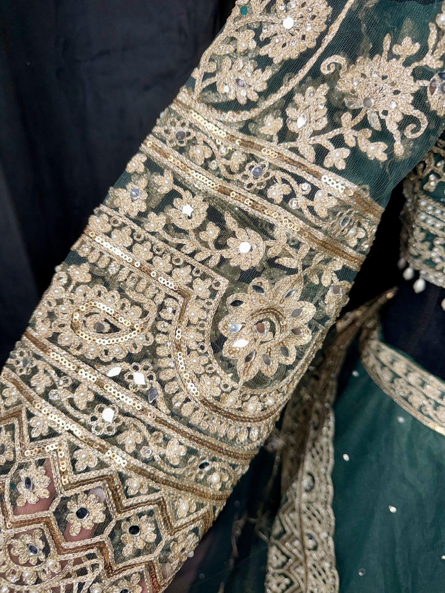 Sage Green Net Lehenga