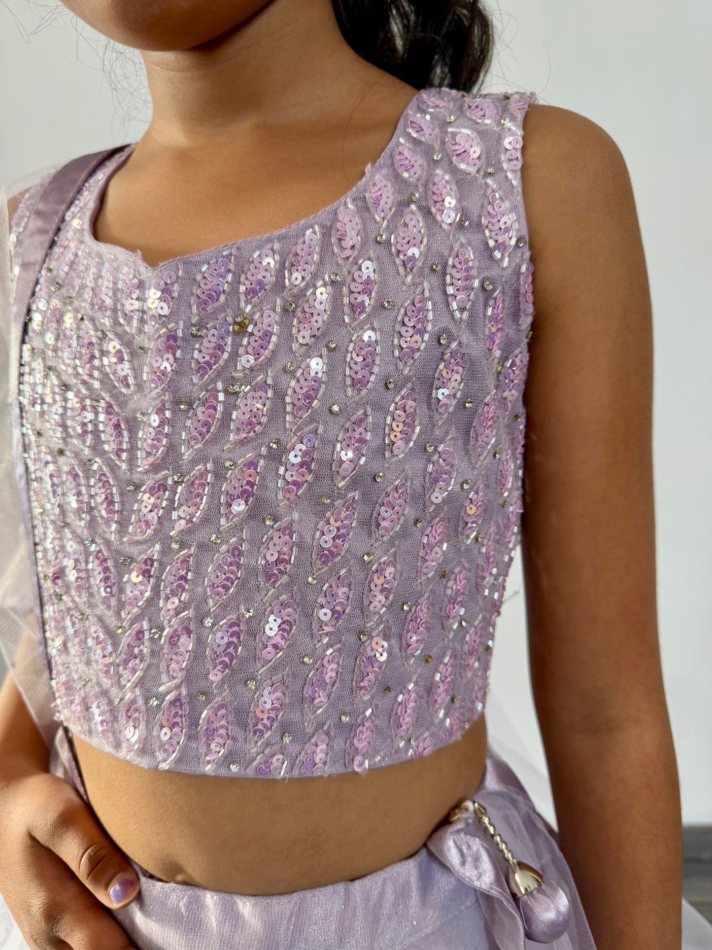 Lichtpaarse Lehenga met Steentjes