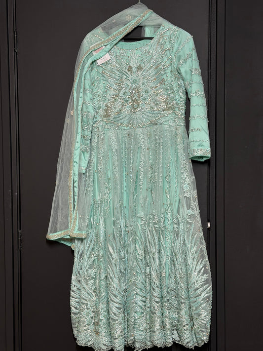 Lichtgroene / pastelgroene jurk met embroidery