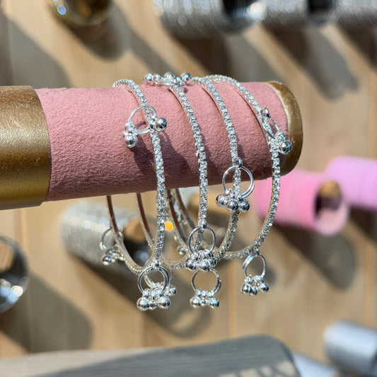 Kashmiri Sparkle Bangle Zilver – Luxe Armband met Kristalstenen