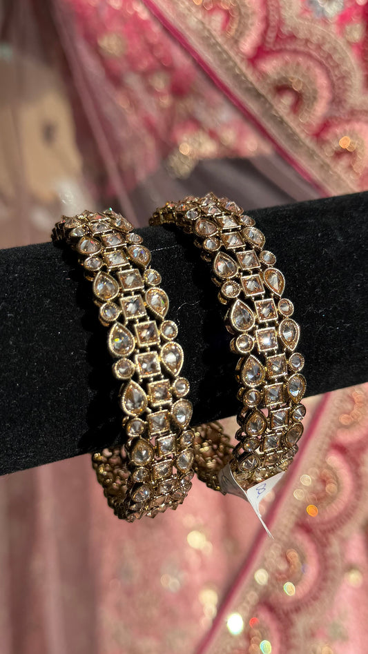 Kundan Bangle Set met Kristallen – Traditionele Indiase Armbanden (2 Stuks)