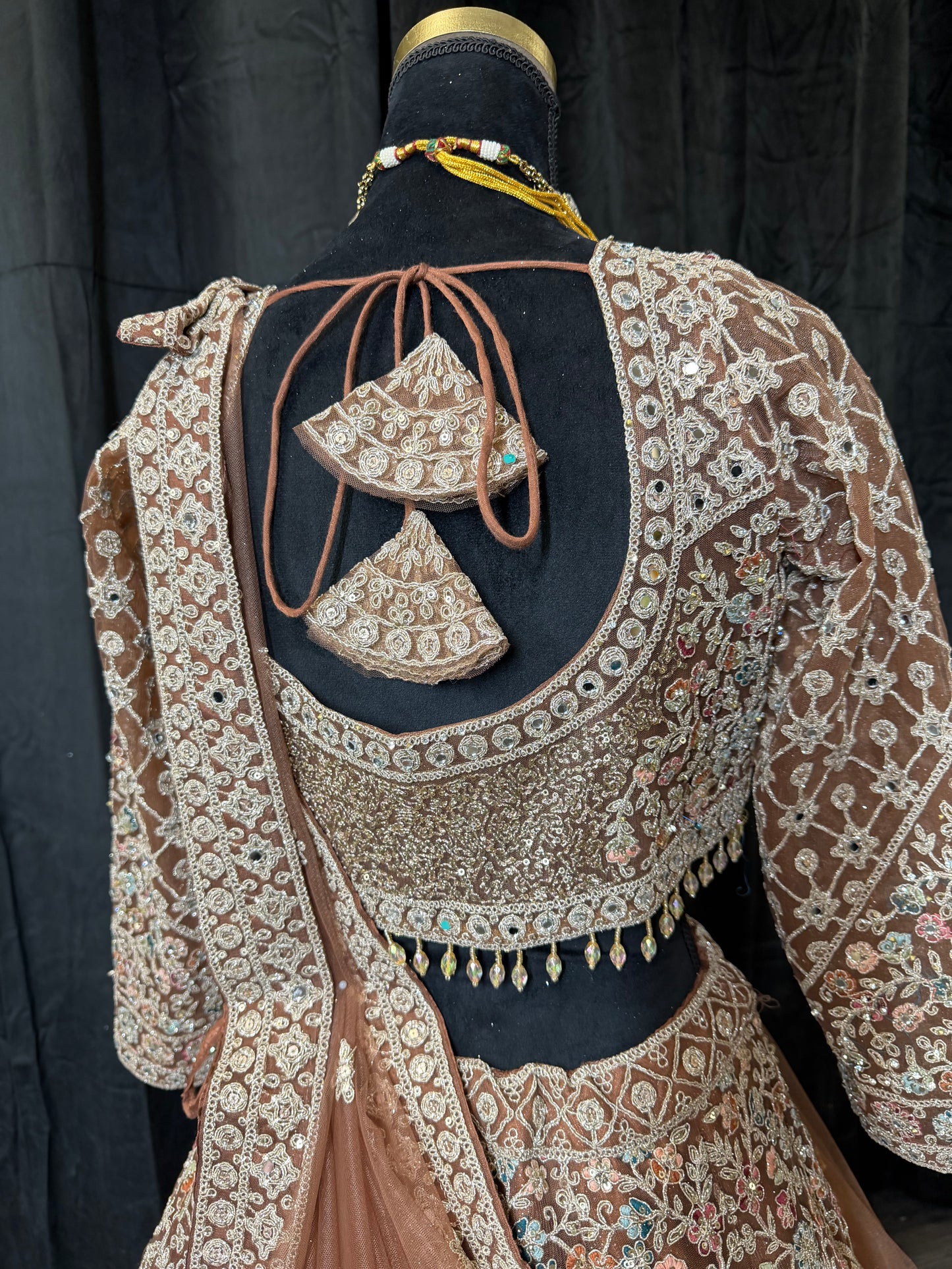 Mocha Rose Heavy Embroidered Lehenga