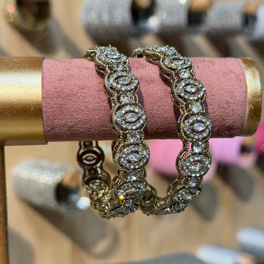 Ayra Halo Bangles Crystal – Luxe Statement Armbanden met Heldere Kristallen