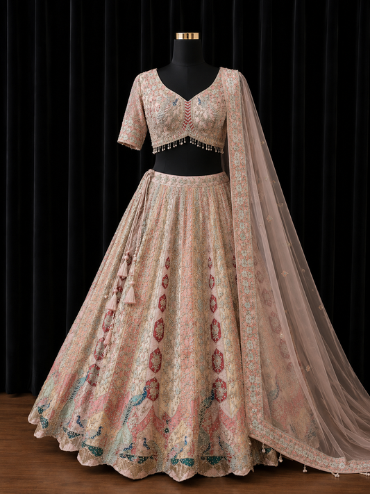 Pastel Multicolor Party Wear Lehenga