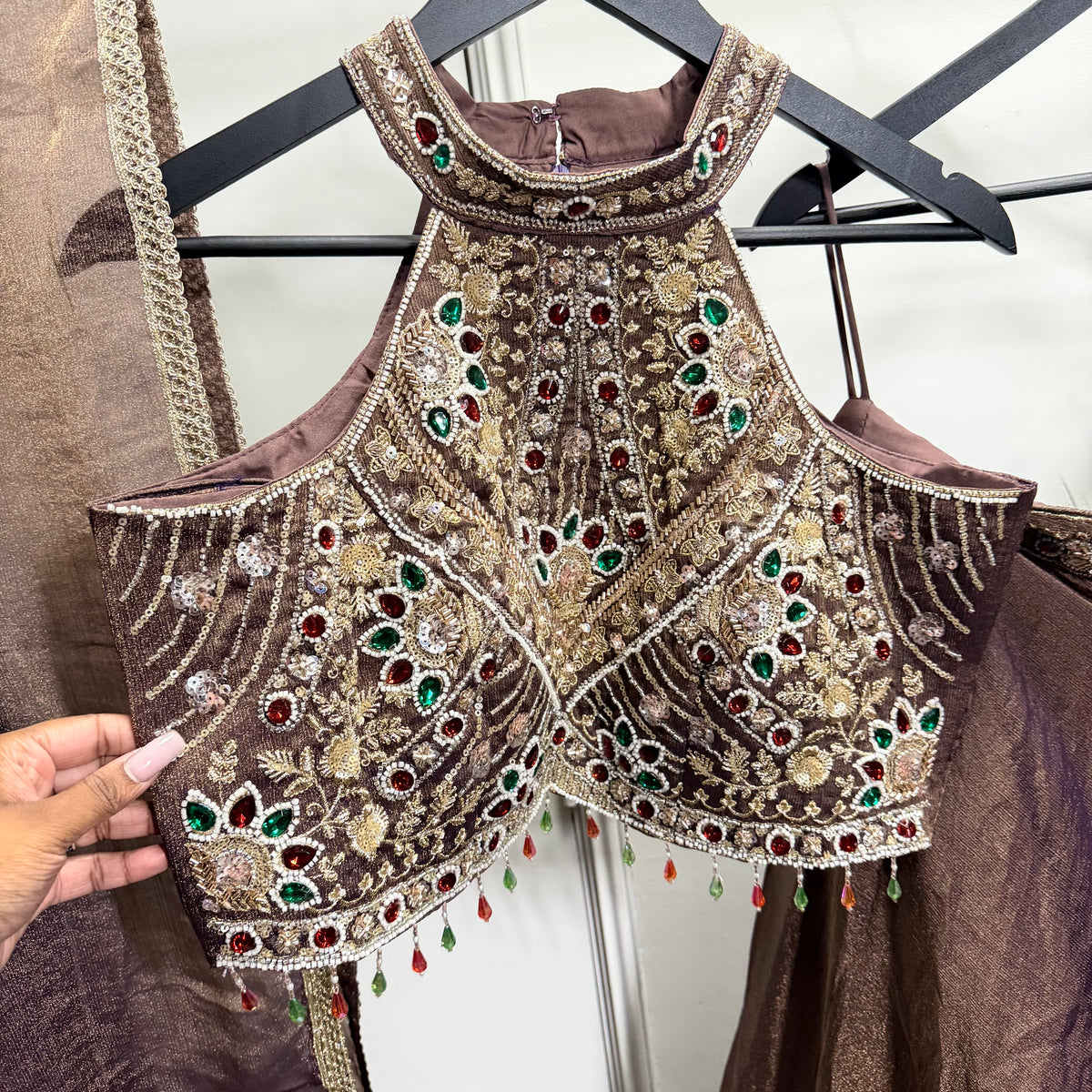 Amara Mauve Lehenga met Luxe Halter Blouse