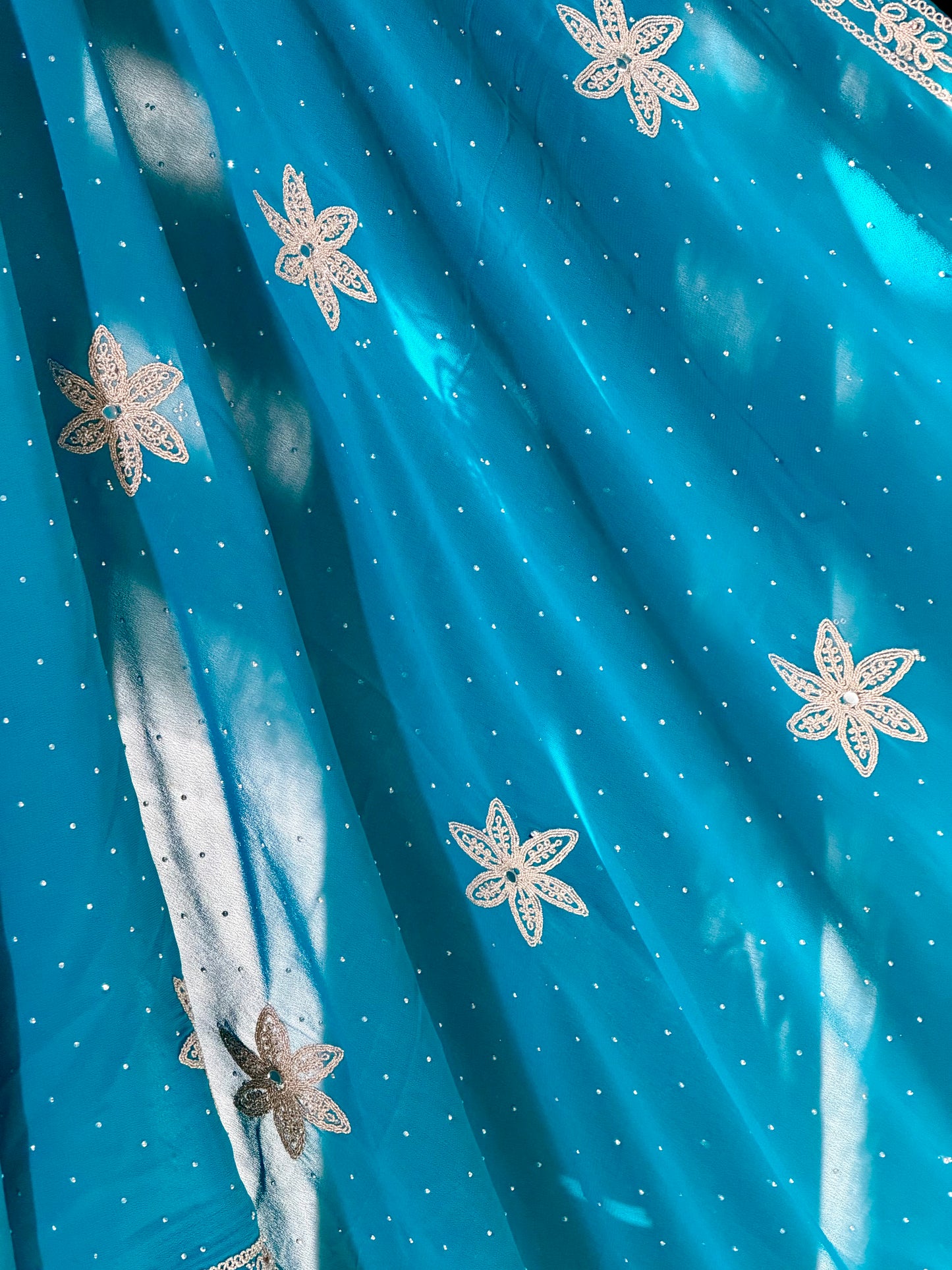 Turquoise Gold Corset Lehenga