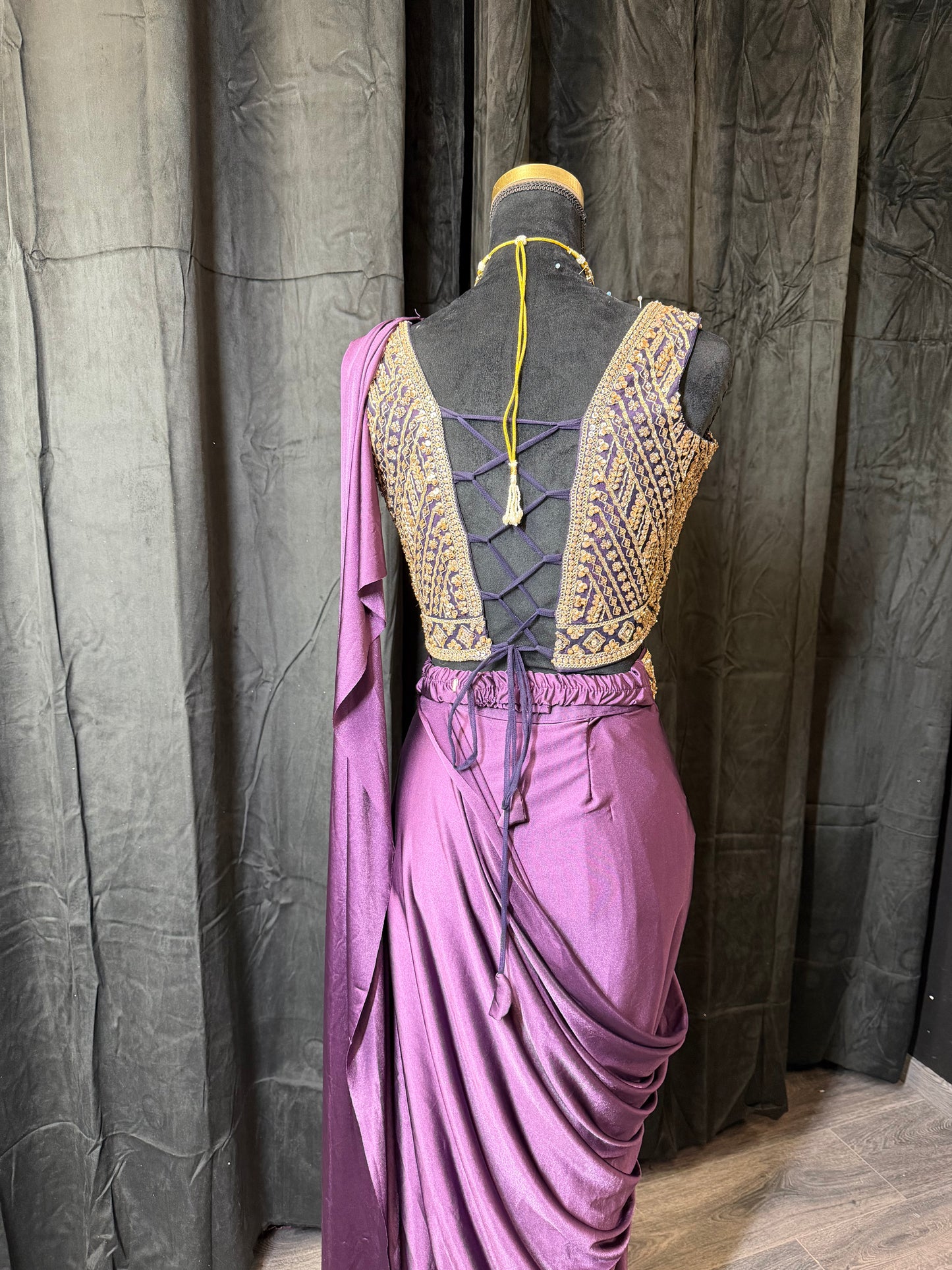Drape Saree Gown – Deep Plum