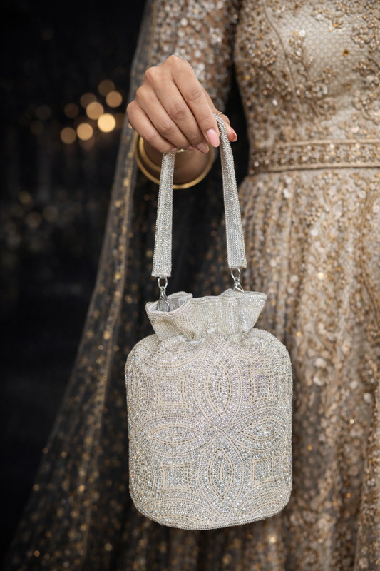 Zilveren Crystal Potli Bag
