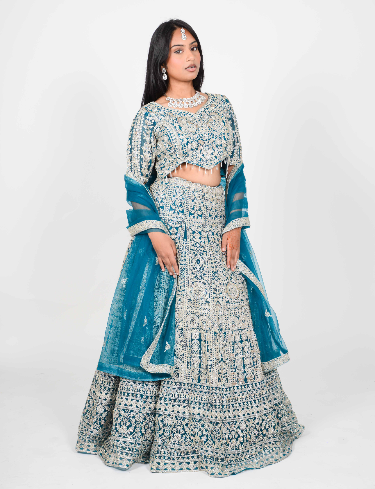 Jurk Teal Blue jurk Luxe Occasion Lehenga India blue