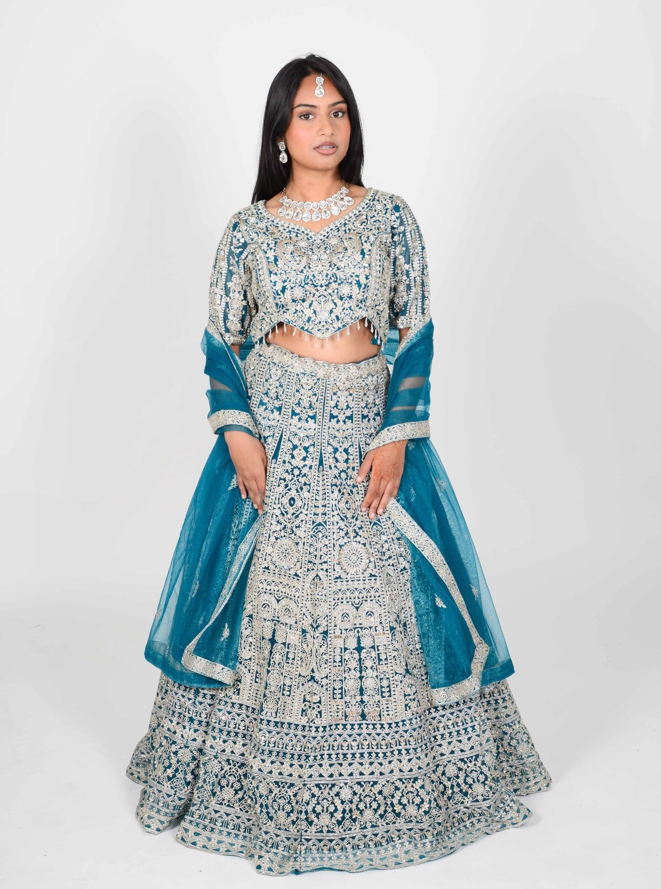 Jurk Teal Blue jurk Luxe Occasion Lehenga India blue