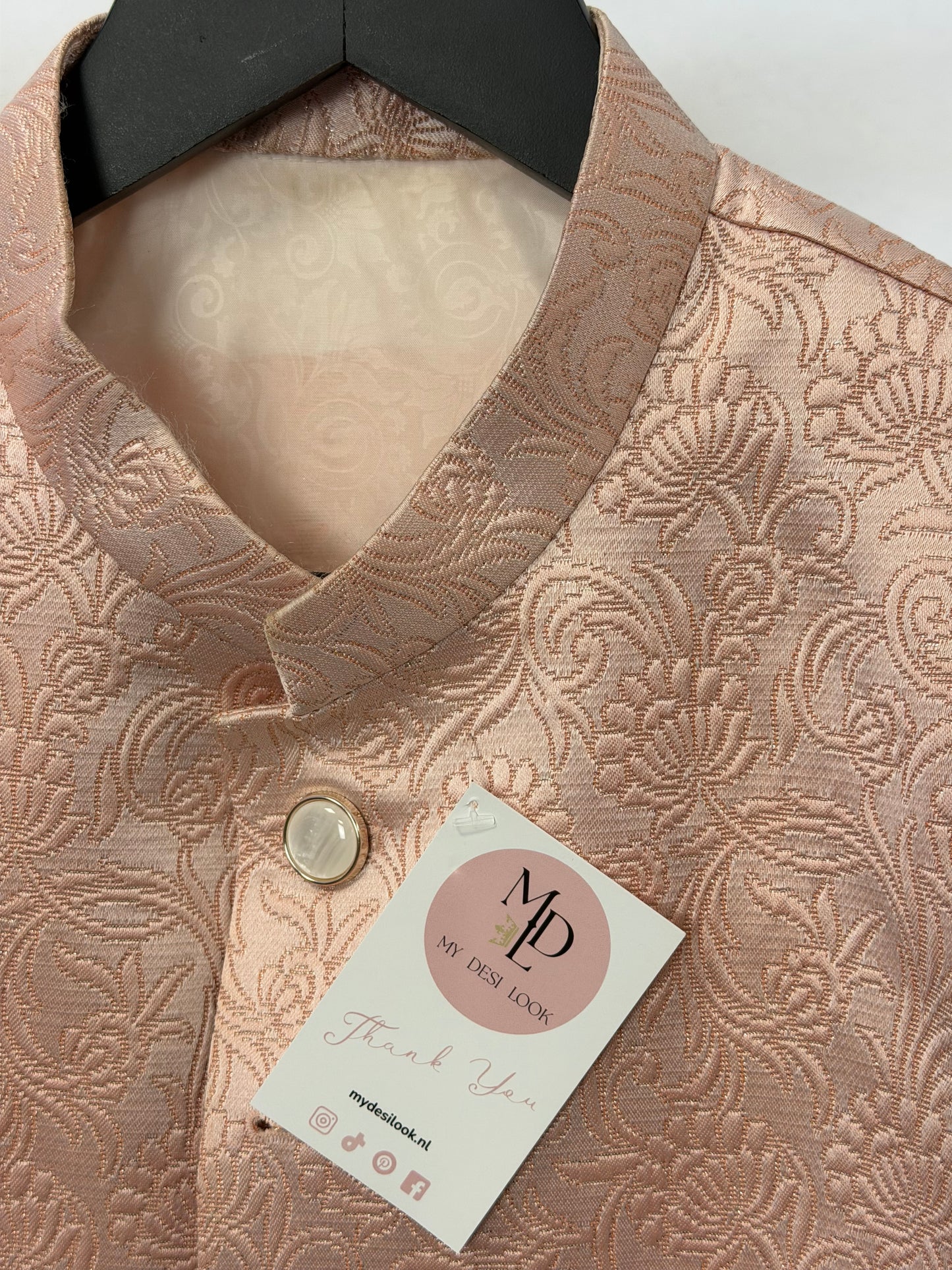 Soft Rose Gold Sherwani – Modern & Elegant