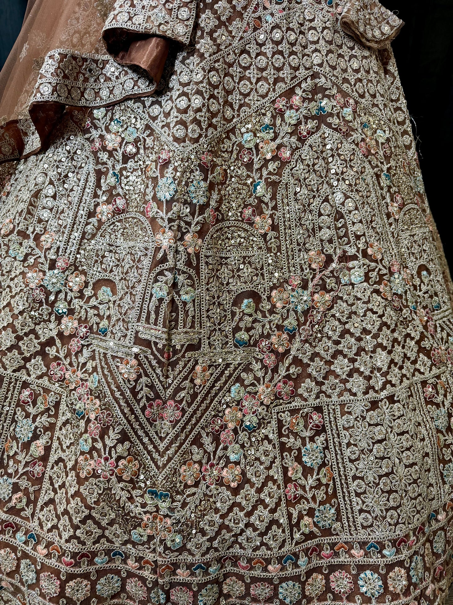 Mocha Rose Heavy Embroidered Lehenga