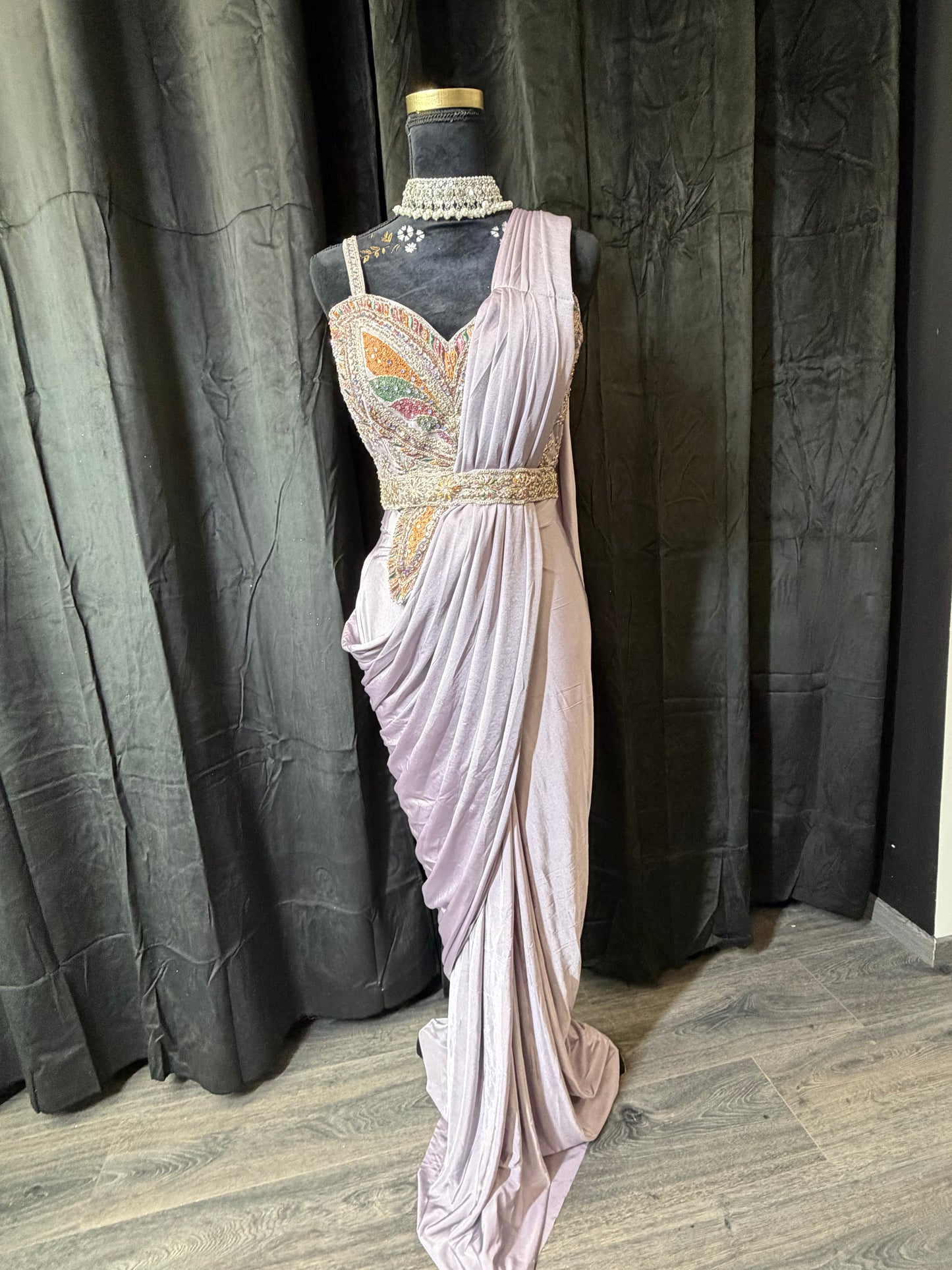 Pre-Stitched Saree Gown – Soft Pastels