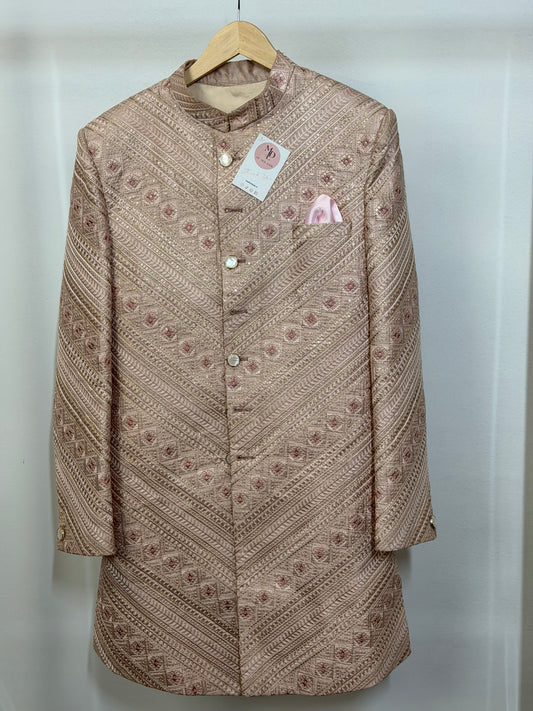 Soft Rose Gold Sherwani – Modern & Elegant